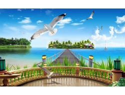  Tranh Dán Tường Cảnh Biển Đẹp Tiến Phát Cbtp134