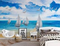  Tranh Dán Tường Thuyền Biển Nghệ Thuật Tbnt01