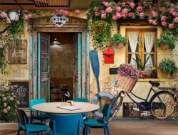 Tranh Dán Tường 3D Quán Coffee Qcf08