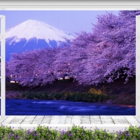 Tranh Dán Tường Cửa Sổ Hoa Tím Csht01