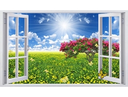 Tranh Dán Tường Cửa Sổ Hoa Tím Csht02 Tranh Dán Tường Cửa Sổ Hoa Tím Csht02