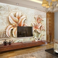 Tranh Dán Tường Hoa Giả Ngọc Màu Nâu Nghệ Thuật Hntd01