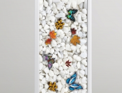  Tranh 3D Dán Tường Bướm Và Sỏi TKD8004