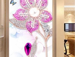  Tranh 3D Dán Tường Hoa Tím Nghệ Thuật TKD8000