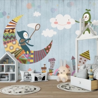 Tranh Dán Tường Mặt trăng Và Mây Mt02