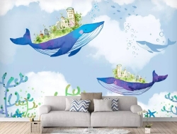 Tranh Dán Tường Những Chú Cá Voi Cv01