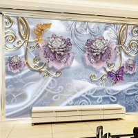 Tranh Dán Tường 3D Hoa Tím Sắc Màu Nghệ Thuật Htsm01