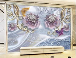 Tranh Dán Tường 3D Hoa Tím Sắc Màu Nghệ Thuật Htsm01