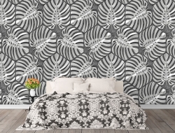  Tranh 3D Dán Tường Lá Màu Xám TNT8003