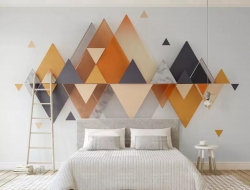 Tranh Dán Tường 3D Lập Thể Nghệ Thuật Vàng Nâu Ltnt01