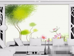 Tranh Dán Tường Hoa Lá Màu Xanh Đẹp Hlmx03