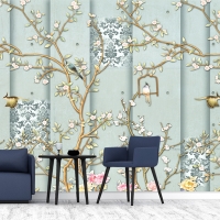 Tranh 3D Dán Tường Hoa Và Chim TPK8010 Tranh 3D Dán Tường Hoa Và Chim TPK8010