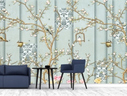 Tranh 3D Dán Tường Hoa Và Chim TPK8010 Tranh 3D Dán Tường Hoa Và Chim TPK8010