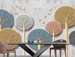 Tranh 3D Dán Tường Chim Và Cây TPK8019