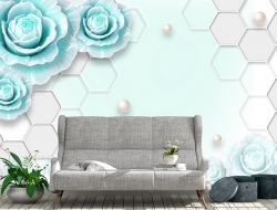 Tranh 3D Dán Tường Hoa Xanh Dương TPK8001 Tranh 3D Dán Tường Hoa Xanh Dương TPK8001