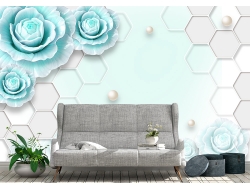 Tranh 3D Dán Tường Hoa Xanh Dương TPK8001