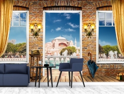 Tranh 3D Dán Tường Khung Cửa Và Rèm TPK8009 Tranh 3D Dán Tường Khung Cửa Và Rèm TPK8009