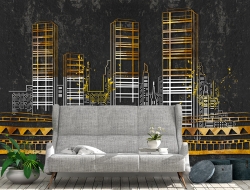 Tranh 3D Dán Tường Thành Phố Nền Đen TPK8016 Tranh 3D Dán Tường Thành Phố Nền Đen TPK8016