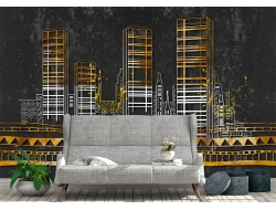 Tranh 3D Dán Tường Thành Phố Nền Đen TPK8016