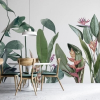 Tranh Dán Tường 3D Hoa Lá Nghệ Thuật Nhiều Màu Hlntnm01