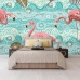 Tranh 3D Dán Tường Hạc Hồng Nền Xanh Dương TPN8005
