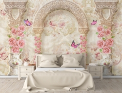 Tranh 3D Dán Tường Hoa Hồng Và Bướm TPN8002 Tranh 3D Dán Tường Hoa Hồng Và Bướm TPN8002