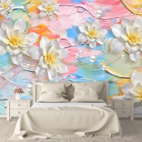 Tranh 3D Dán Tường Hoa Trắng Nền Nhiều Màu TPN8004 Tranh 3D Dán Tường Hoa Trắng Nền Nhiều Màu TPN8004