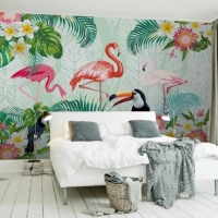 Tranh Dán Tường 3D Chim Hạc Và Hoa Hvh06