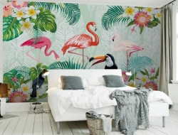 Tranh Dán Tường 3D Chim Hạc Và Hoa Hvh06