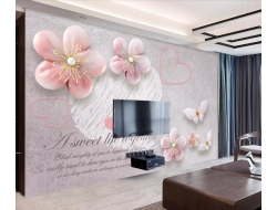 Tranh Dán Tường 3D Phòng Ngủ Hoa Giả Ngọc Nhẹ Nhàng Hnt01