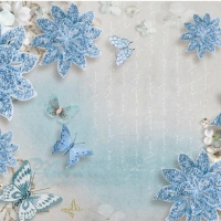 Tranh Dán Tường 3D Hoa Nghệ Thuật Xanh Dương Hxd01