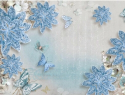 Tranh Dán Tường 3D Hoa Nghệ Thuật Xanh Dương Hxd01