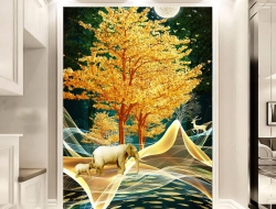 Tranh Dán Tường 3D Họa Tiết Voi Vàng Giữa Rừng Đêm Tiến Phát Htnv03 Tranh Dán Tường 3D Họa Tiết Voi Vàng Giữa Rừng Đêm Tiến Phát Htnv03