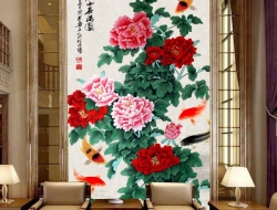 Tranh Dán Tường 3D Họa Tiết Cá Giũa Hồ Sen Tiến Phát Svtp08 Tranh Dán Tường 3D Họa Tiết Cá Giũa Hồ Sen Tiến Phát Svtp08