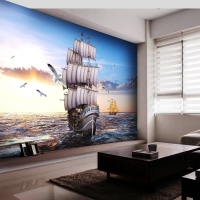 Tranh Dán Tường 3D Họa Tiết Chiếc Thuyền Ngoài Khơi Tiến Phát Tnktp04