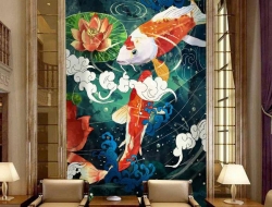 Tranh Dán Tường 3D Họa Tiết Cá Và Hoa Sen Tiến Phát Đẹp Chsd01 Tranh Dán Tường 3D Họa Tiết Cá Và Hoa Sen Tiến Phát Đẹp Chsd01