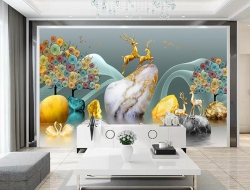 Tranh Dán Tường 3D Nai Nghệ Thuật Đẹp Nntd01 Tranh Dán Tường 3D Nai Nghệ Thuật Đẹp Nntd01