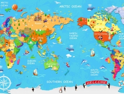 Tranh 3D Dán Tường Bản Đồ Thế Giới TTE8035