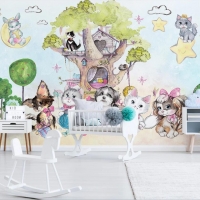 Tranh 3D Dán Tường Động Vật Và Cây Dvvc04 Tranh 3D Dán Tường Động Vật Và Cây Dvvc04