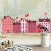Tranh 3D Dán Tường Những Ngôi Nhà Màu Hồng Nmh05
