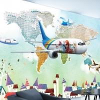Tranh 3D Dán Tường Máy Bay Nhiều Màu Mbnm01 Tranh 3D Dán Tường Máy Bay Nhiều Màu Mbnm01