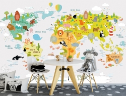Tranh 3D Dán Tường Bản Đồ Thế Giới Trên Nền Xám TTE8019 Tranh 3D Dán Tường Bản Đồ Thế Giới Trên Nền Xám TTE8019