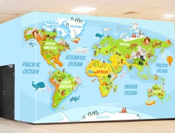 Tranh 3D Dán Tường Bản Đồ Thế Giới TTE8004 Tranh 3D Dán Tường Bản Đồ Thế Giới TTE8004