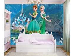 Tranh 3D Dán Tường Công Chúa Elsa Anna Và Lâu Đài TTE8029 Tranh 3D Dán Tường Công Chúa Elsa Anna Và Lâu Đài TTE8029