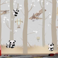 Tranh 3D Dán Tường Gấu Trúc Và Cây TTE8016