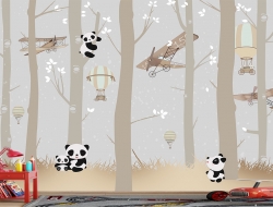 Tranh 3D Dán Tường Gấu Trúc Và Cây TTE8016 Tranh 3D Dán Tường Gấu Trúc Và Cây TTE8016