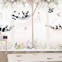 Tranh 3D Dán Tường Gấu Trúc Và Cây TTE8017