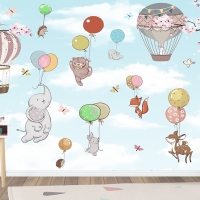 Tranh 3D Dán Tường Khinh Khí Cầu Và Động Vật TTE8001 Tranh 3D Dán Tường Khinh Khí Cầu Và Động Vật TTE8001