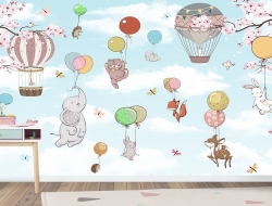 Tranh 3D Dán Tường Khinh Khí Cầu Và Động Vật TTE8001 Tranh 3D Dán Tường Khinh Khí Cầu Và Động Vật TTE8001