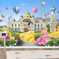 Tranh 3D Dán Tường Lâu Đài Và Nhiều Công Chúa TTE8034